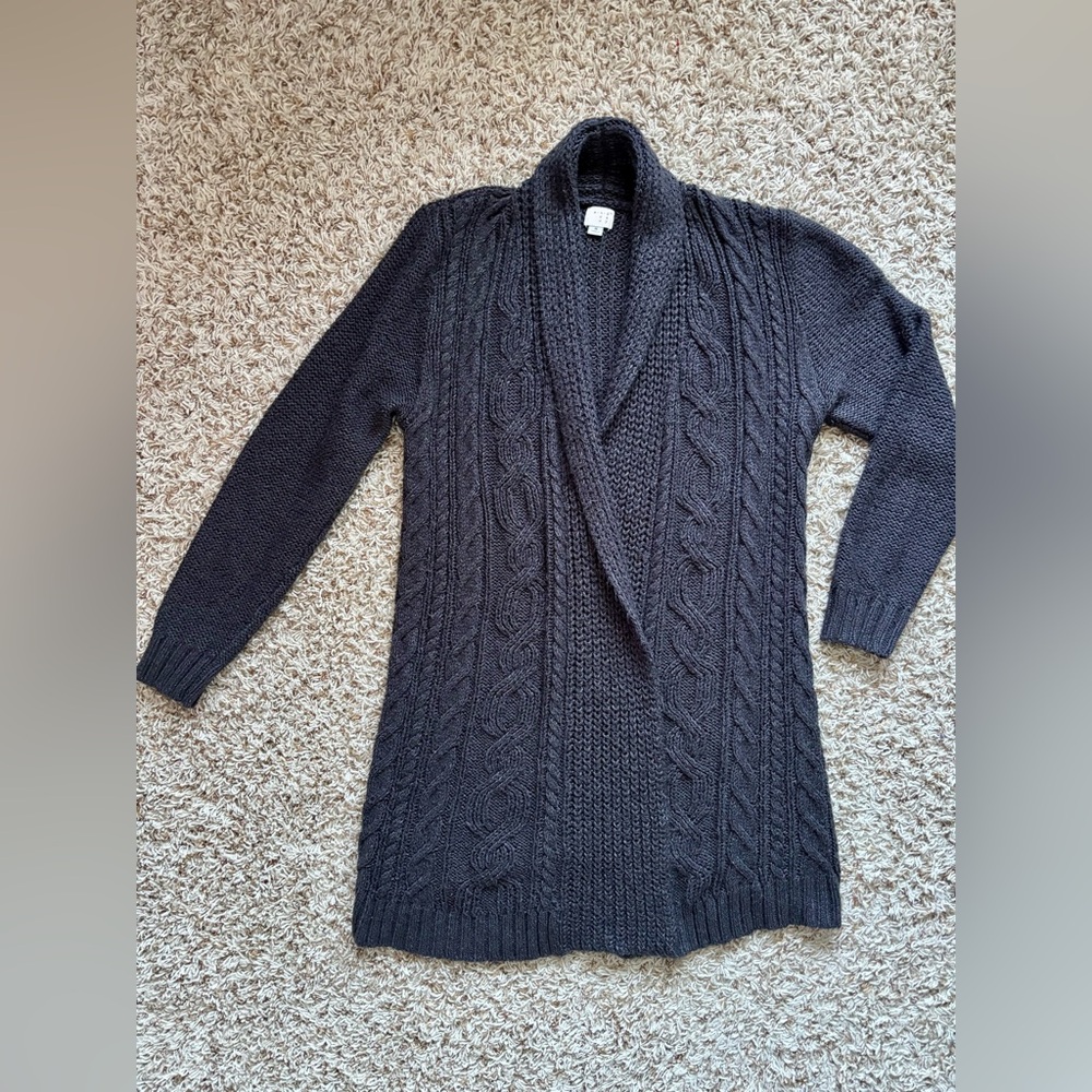 A New Day Women’s Cable-Knit Shawl Collar Cardigan Sweater - Charcoal Size M